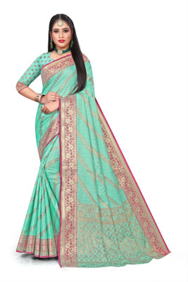 OMBUSINESSHUB Printed Banarasi Pure Silk Saree(Multicolor)