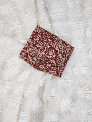 A To Z Cart Embroidered Chanderi Chanderi Saree(Cream)