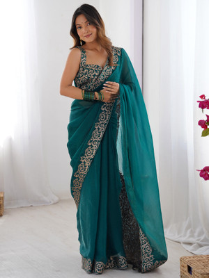 Sareemall Embroidered Bollywood Chiffon Saree(Blue)