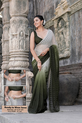 Sanjana Silks Embellished, Solid/Plain Bollywood Silk Blend Saree(Light Green)