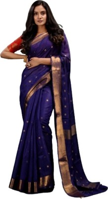 Nimra Crafts Dyed Bhagalpuri Art Silk Saree(Blue)