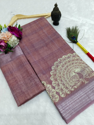 PRTRENDZ Printed Bollywood Pure Cotton, Cotton Linen Saree(Magenta)