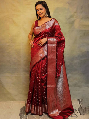 Muskan Collection Printed Kanjivaram Art Silk Saree(Red)