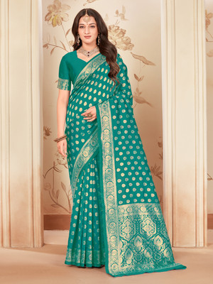 Sariya Woven Kanjivaram Silk Blend Saree(Light Green)