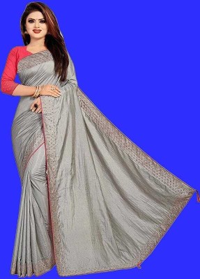 VRINDITA FASHION Embroidered Bollywood Georgette Saree(Grey)