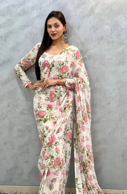 Rudr Venture Digital Print Banarasi Jacquard Saree(Multicolor)