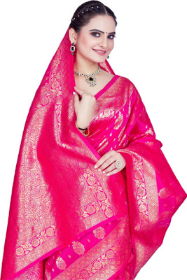 SHRIMAY Embellished Banarasi Art Silk Saree(Pink)