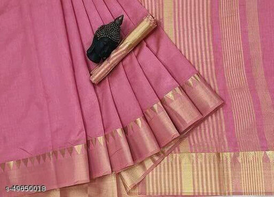 PRIYESHA TEXTILES Self Design Narayanpet Cotton Blend Saree(Pink)