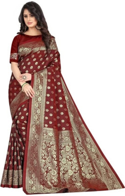 LEAFSY Self Design Bollywood Jacquard Saree(Maroon)