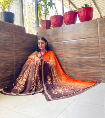 Leelavati Printed Daily Wear Georgette Saree(Orange)
