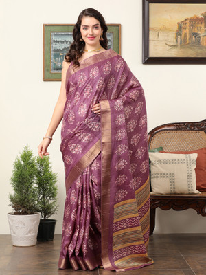 Sareemall Printed Madurai Silk Blend Saree(Magenta)