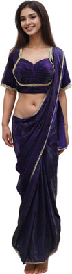 NANCY DESIGNER Solid/Plain Bollywood Pure Silk Saree(Purple)