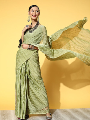 Divastri Printed Bollywood Art Silk Saree(Green)