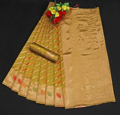 PRO TEXOFAB Self Design Kanjivaram Art Silk Saree(Mustard)