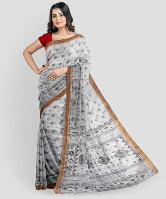 Mayabi Printed, Floral Print Daily Wear Pure Cotton Saree(White)