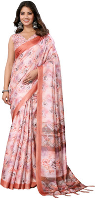 Priyashi Printed Mysore Art Silk Saree(Orange)