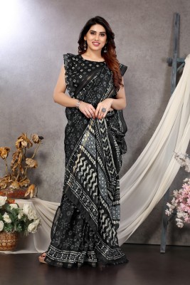 MIRCHI FASHION Paisley, Floral Print Daily Wear Cotton Blend Saree(Black)