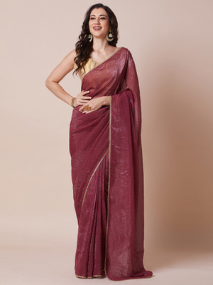 Sareemall Solid/Plain Bollywood Satin Saree(Maroon)