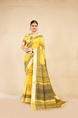 vestito Printed, Woven Daily Wear Linen Saree(Multicolor)