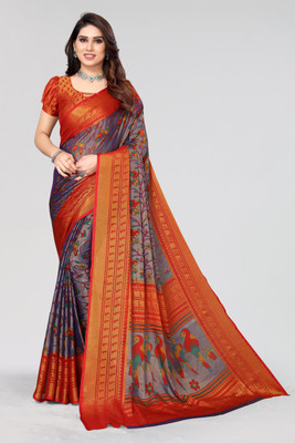 Winza Designer Printed Daily Wear Chiffon, Brasso Saree(Multicolor)