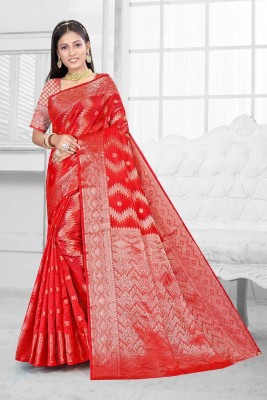 V TEX SAREES Woven Assam Silk Organza Saree(Multicolor)