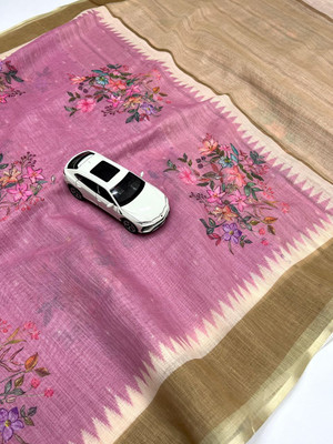ZARISTACREATION Floral Print Bollywood Dupion Silk Saree(Pink)