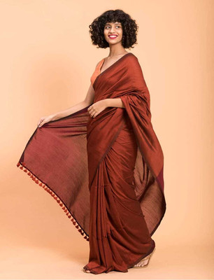 HouseOfCommon Color Block Handloom Cotton Silk Saree(Multicolor)