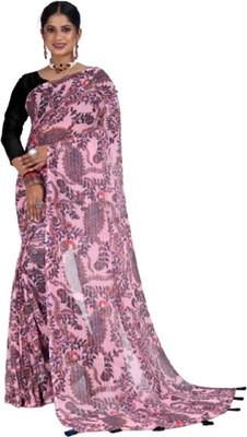 Pemal Designer Digital Print Bollywood Georgette Saree(Multicolor)