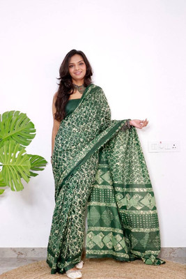RAGISHA ENTERPRISE Self Design Daily Wear Cotton Blend Saree(Green)