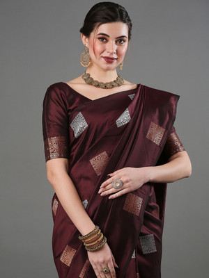 Divastri Printed Tant Silk Blend Saree(Maroon)