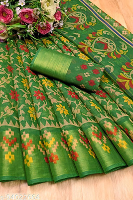 Pehnaavaaa Printed Chanderi Brasso Saree(Green)