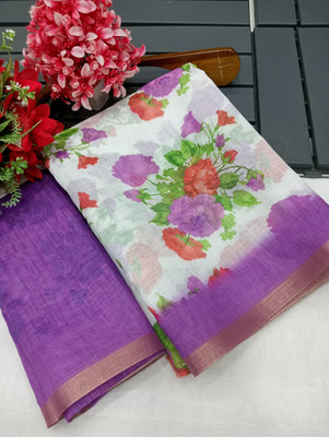 PRTRENDZ Woven Kanjivaram Linen, Cotton Linen Saree(Multicolor)
