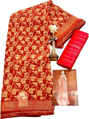MR ENTERPRISE Floral Print, Woven, Geometric Print Daily Wear Chiffon, Georgette Saree(Red)
