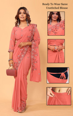CHHELAJI Embroidered Bollywood Georgette Saree(Orange)