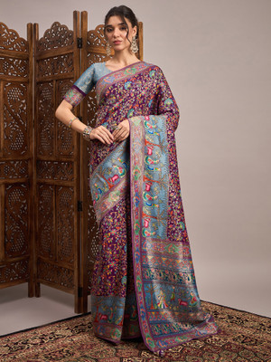 all about you Woven Banarasi Viscose Rayon Saree(Purple)