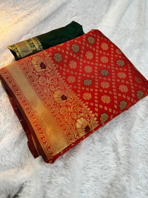 Banaras silk palace Woven Banarasi Raw Silk Saree(Red)