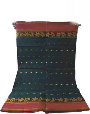 Charvi Lifestyle Woven Tant Pure Cotton Saree(Black)