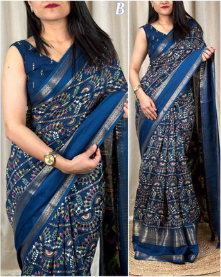 Vishwa Vijay Creation Printed Chanderi Chiffon Saree(Red)