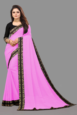 61&7nx Embroidered Bollywood Georgette Saree(Pink)