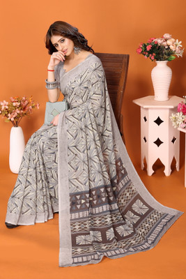 YASHIKA Printed Bollywood Georgette Saree(Brown)