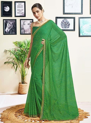 Panchvati NX Printed Bandhani Georgette Saree(Light Green)