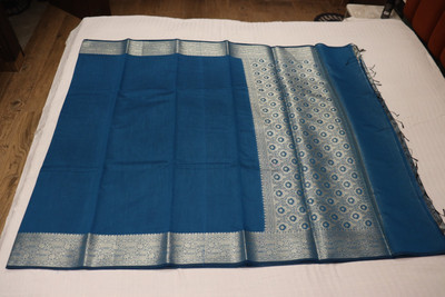 UtkrishtIndia Woven, Self Design Banarasi Pure Silk Saree(Blue)