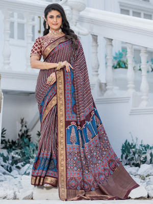 Sareemall Printed Chinnalapattu Viscose Rayon Saree(Maroon)
