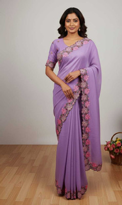 RAGISHA ENTERPRISE Embroidered Bollywood Georgette Saree(Purple)