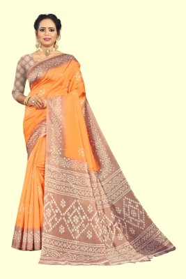 RUNAYA NX Printed Daily Wear Art Silk Saree(Orange)