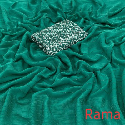 vrunvina Dyed Daily Wear Chiffon Saree(Light Blue)