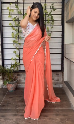 Riddhi textile Hub Woven Bollywood Georgette Saree(Orange)