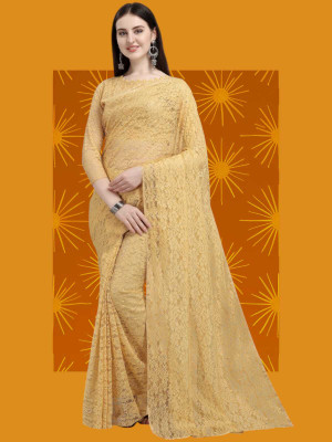 NORAFLEX Self Design Bollywood Net Saree(Cream)