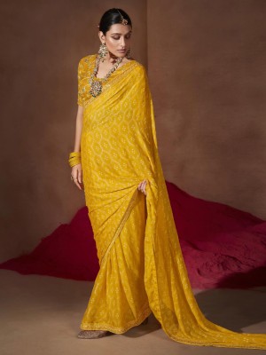 Divastri Embellished Bollywood Chiffon Saree(Yellow)