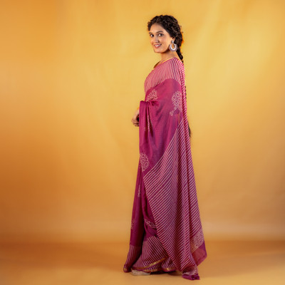 MOORA Printed Daily Wear Pure Cotton Saree(Pink)